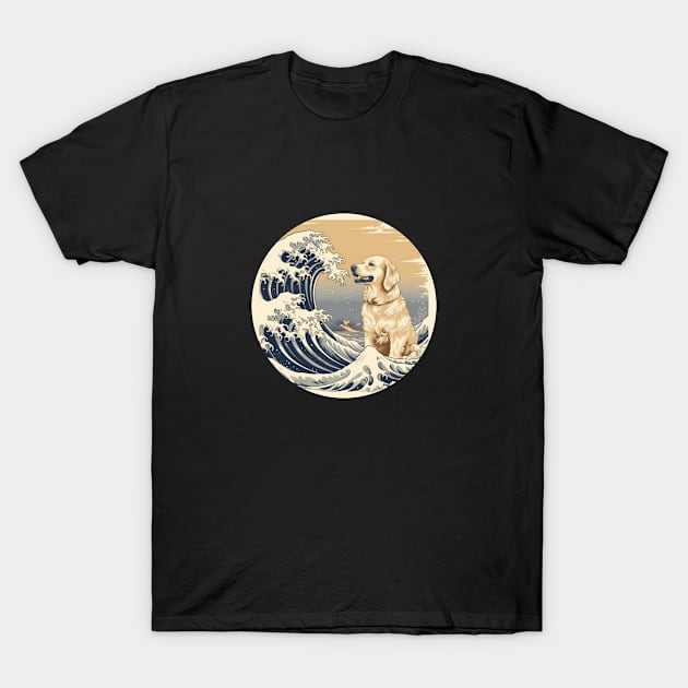 Golden Retriever Great Wave T-Shirt by ModernStyle610